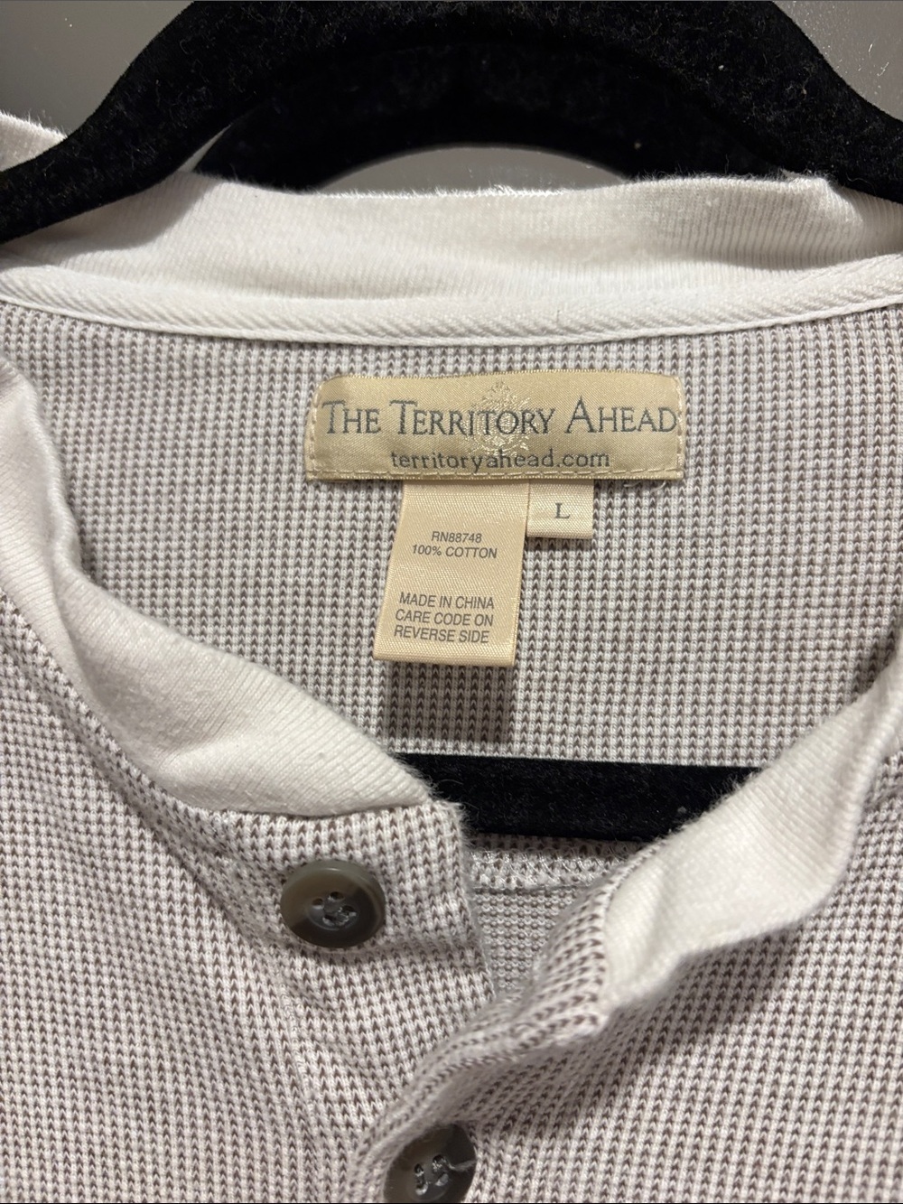 The Territory Ahead Long Sleeve Henley in Light Gray - Picture 2 of 5